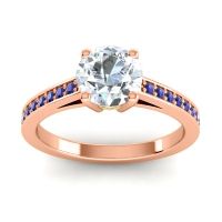 Diamond Ring In 18K Rose Gold With Peridot And Blue Sapphire Hasa Round Classic Ring