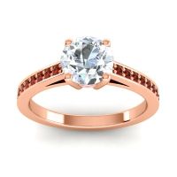 Diamond Ring In 18K Rose Gold With Pink Tourmaline And Garnet Hasa Round Classic Ring