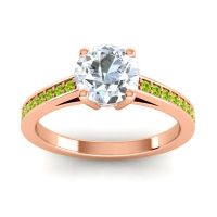 Diamond Ring In 18K Rose Gold With Swiss Blue Topaz And Peridot Hasa Round Classic Ring