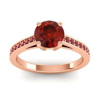 Garnet Ring In 14K Rose Gold With Citrine And Ruby Hasa Round Classic Ring