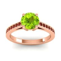 Peridot Ring In 14K Rose Gold With Citrine And Garnet Hasa Round Classic Ring