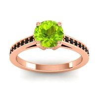 Peridot Ring In 14K Rose Gold With Garnet And Black Onyx Hasa Round Classic Ring