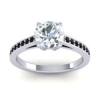 Diamond Ring In Palladium With Amethyst And Black Onyx Hasa Round Classic Ring