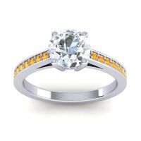 Diamond Ring In Palladium With Amethyst And Citrine Hasa Round Classic Ring