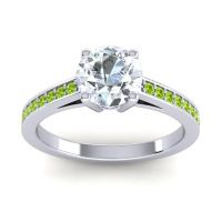 Diamond Ring In Palladium With Blue Sapphire And Peridot Hasa Round Classic Ring