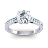 Diamond Ring In Palladium With Citrine And Aquamarine Hasa Round Classic Ring