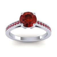 Garnet Ring In 14k White Gold With Blue Sapphire And Ruby Hasa Round Classic Ring