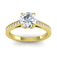 Diamond Ring In 18k Yellow Gold With Garnet And Lab Diamond Hasa Round Classic Ring