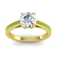 Diamond Ring In 14k Yellow Gold With Garnet And Peridot Hasa Round Classic Ring