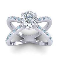 Diamond Ring In 18k White Gold With Aquamarine Tara Oval Modern Ring