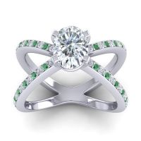Diamond Ring In 18k White Gold With Emerald Tara Oval Modern Ring