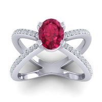 Modern Oval Pave Tara Ring