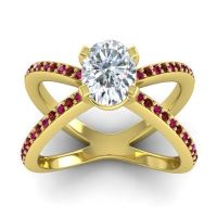 Diamond Ring In 14k Yellow Gold With Ruby And Garnet Tara Oval Modern Ring