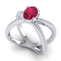 Modern Oval Pave Tara Ring