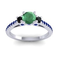 Emerald Ring In Palladium With Black Onyx And Blue Sapphire Navan Round Three-stone Ring