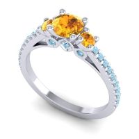 Ornate Three Stone Navan Ring