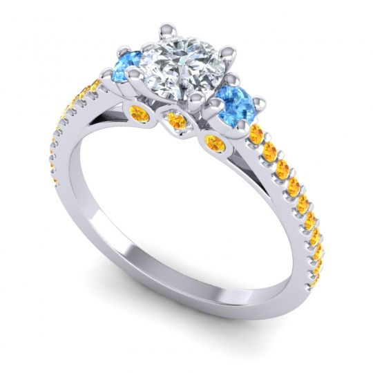 Ornate Three Stone Navan Ring