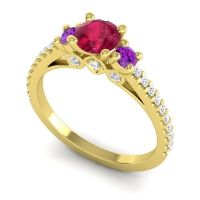 Ornate Three Stone Navan Ring