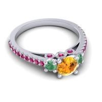 Ornate Three Stone Navan Ring