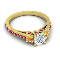 Ornate Three Stone Navan Ring
