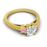 Ornate Three Stone Navan Ring
