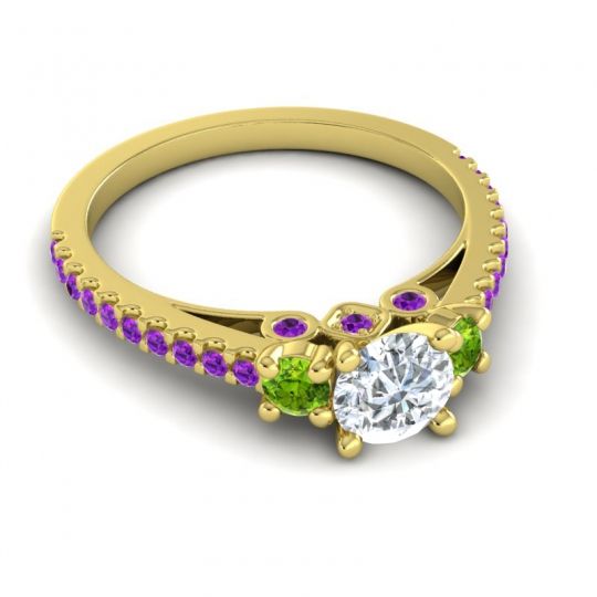 Ornate Three Stone Navan Ring