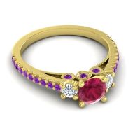 Ornate Three Stone Navan Ring