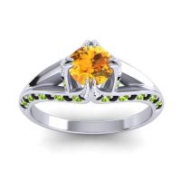 Citrine Ring In 14k White Gold With Black Onyx And Peridot Tivra Round Classic Ring
