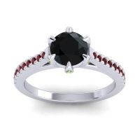 Black Onyx Ring In 14k White Gold With Peridot And Garnet Vapa Round Classic Ring
