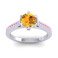 Citrine Ring In 14k White Gold With Amethyst And Pink Tourmaline Vapa Round Classic Ring
