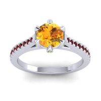 Citrine Ring In 14k White Gold With Peridot And Garnet Vapa Round Classic Ring