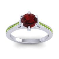 Garnet Ring In 14k White Gold With Aquamarine And Peridot Vapa Round Classic Ring