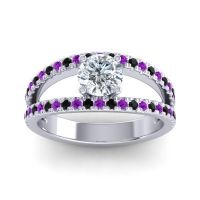 Lab Diamond Ring In Palladium With Amethyst And Black Onyx Damza Round Modern Ring
