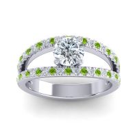 Lab Diamond Ring In Palladium With Peridot Damza Round Modern Ring