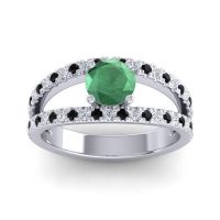 Emerald Ring In Palladium With Diamond And Black Onyx Damza Round Modern Ring