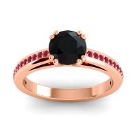 Black Onyx Ring In 14K Rose Gold With Ruby Zarya Round Classic Ring