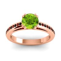 Peridot Ring In 14K Rose Gold With Black Onyx And Garnet Zarya Round Classic Ring