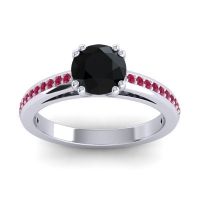 Black Onyx Ring In 14k White Gold With Ruby Zarya Round Classic Ring
