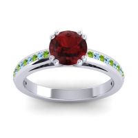 Garnet Ring In 14k White Gold With Peridot And Aquamarine Zarya Round Classic Ring