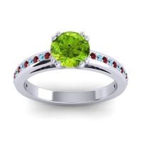 Peridot Ring In 14k White Gold With Garnet And Aquamarine Zarya Round Classic Ring
