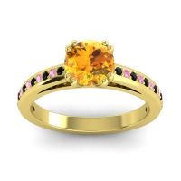 Citrine Ring In 14k Yellow Gold With Black Onyx And Pink Tourmaline Zarya Round Classic Ring