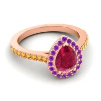 Pear Shape Halo Leta Ring