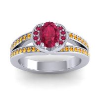 Halo Oval Pave Kaza Ring, 7x5mm