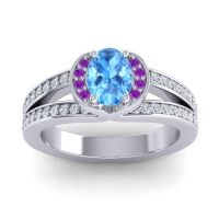 Halo Oval Pave Kaza Ring, 7x5mm