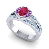 Halo Oval Pave Kaza Ring, 7x5mm