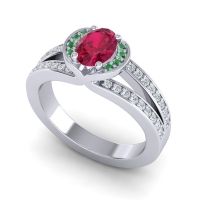 Halo Oval Pave Kaza Ring, 7x5mm