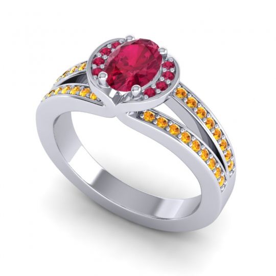 Halo Oval Pave Kaza Ring, 7x5mm