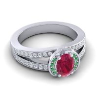 Halo Oval Pave Kaza Ring, 7x5mm