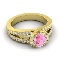 Halo Oval Pave Kaza Ring, 7x5mm