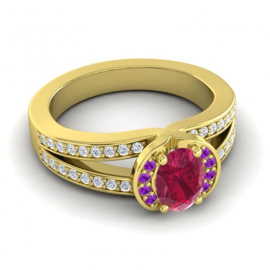 Halo Oval Pave Kaza Ring, 7x5mm